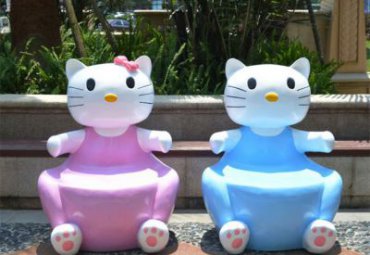 小区公园卡通可爱玻璃钢Hello Kitty座椅雕塑