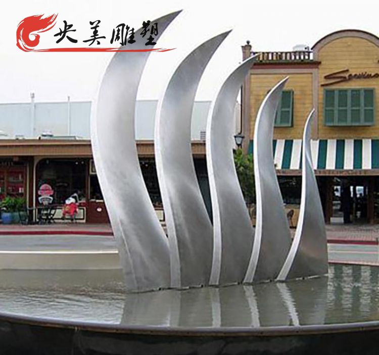 景点广场喷泉摆放不锈钢翅膀景观雕塑图片 景点广场喷泉摆放不锈钢翅膀景观雕塑图片