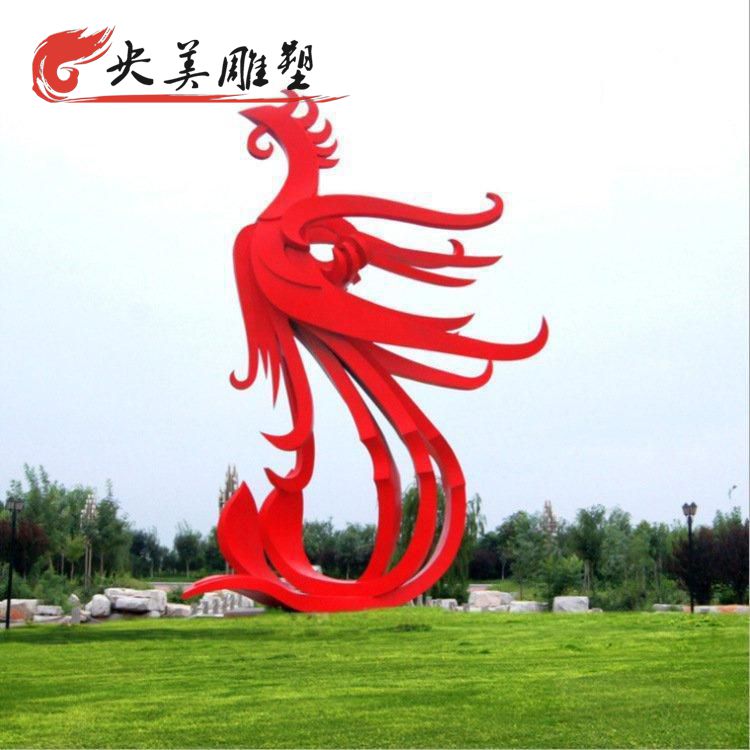 园林广场大型抽象动物景观不锈钢凤凰雕塑图片 园林广场大型抽象动物景观不锈钢凤凰雕塑图片