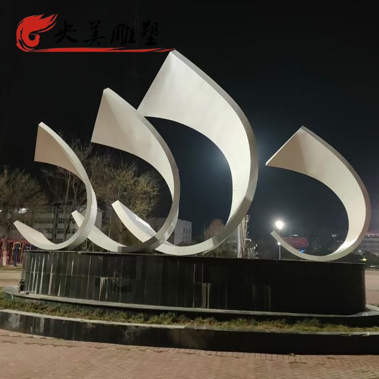 抽象不锈钢船帆雕塑小区广场摆件图片 抽象不锈钢船帆雕塑小区广场摆件图片