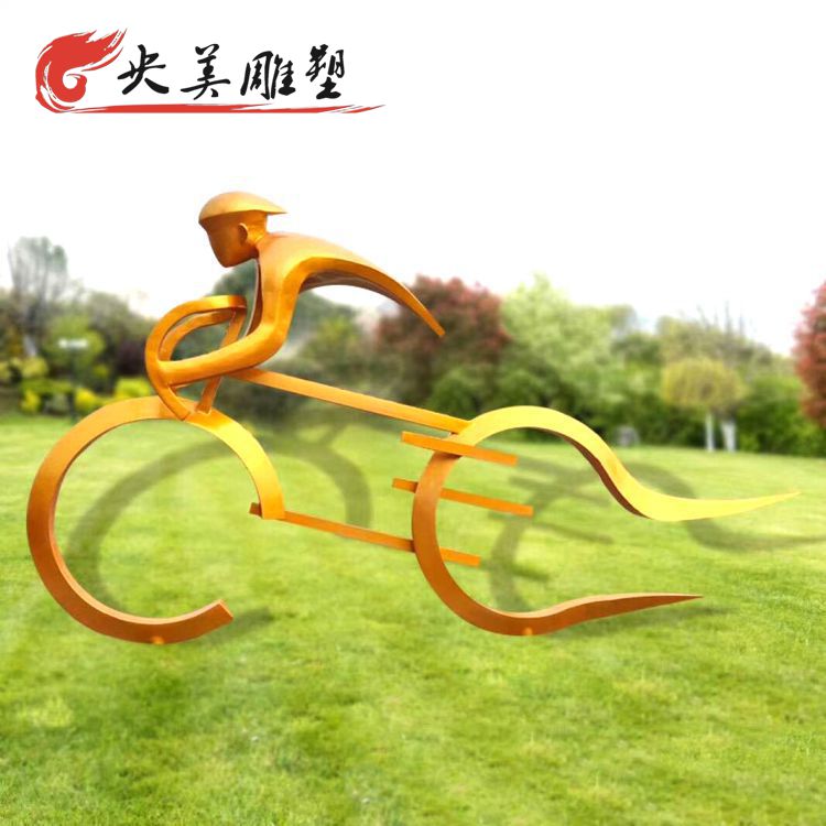 不锈钢抽象骑车运动景观雕塑学校公园摆件图片 不锈钢抽象骑车运动景观雕塑学校公园摆件图片