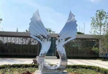 小区园林摆放不锈钢抽象翅膀景观雕塑