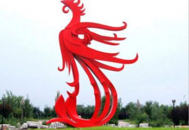 园林广场大型抽象动物景观不锈钢凤凰雕塑