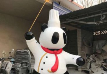 商场饭店玻璃钢卡通熊猫厨师小品雕塑