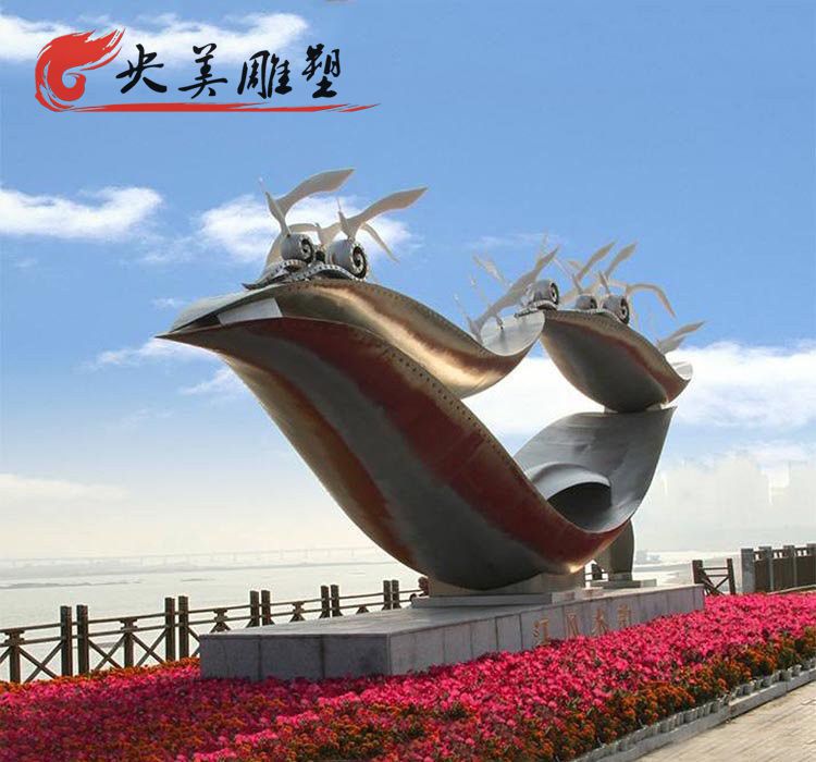 景点广场创意不锈钢船园林景观雕塑图片 景点广场创意不锈钢船园林景观雕塑图片