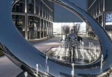 广场创意不锈钢喷泉水景摆件圆环雕塑