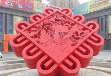 商场户外大型不锈钢红色中国结雕塑