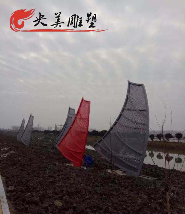公园摆放不锈钢网格船帆景观雕塑图片 公园摆放不锈钢网格船帆景观雕塑图片