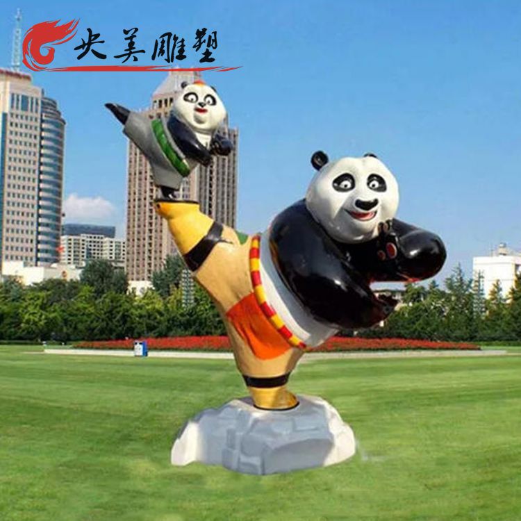 玻璃钢卡通功夫熊猫雕塑景点户外摆件图片 玻璃钢卡通功夫熊猫雕塑景点户外摆件图片