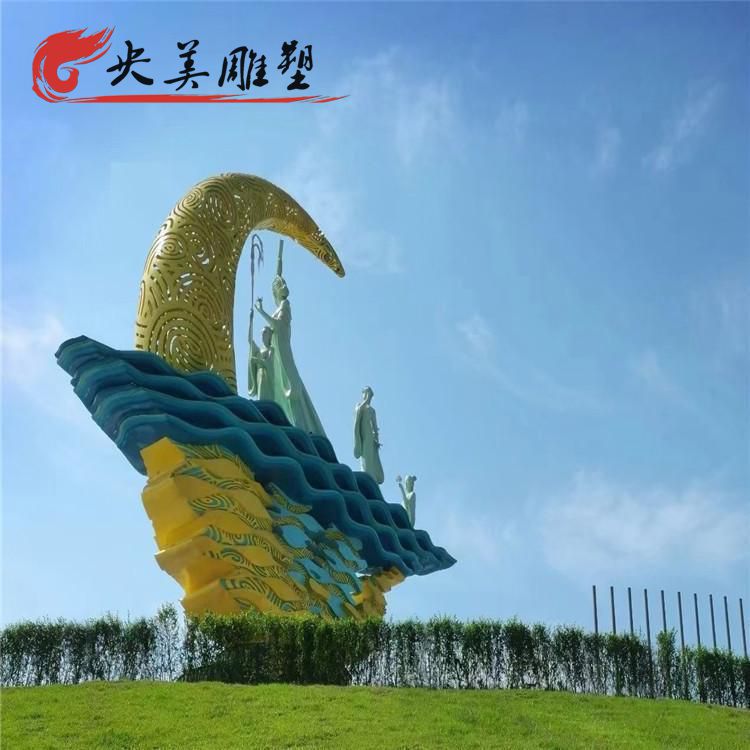户外广场不锈钢景观创意月亮雕塑图片 户外广场不锈钢景观创意月亮雕塑图片