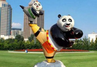 玻璃钢卡通功夫熊猫雕塑景点户外摆件