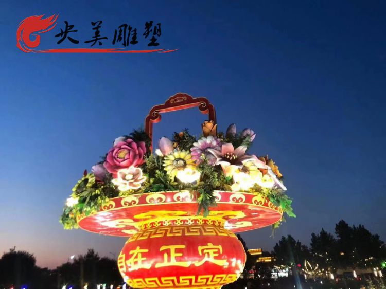 景点广场地标玻璃钢灯光大花篮景观雕塑图片 景点广场地标玻璃钢灯光大花篮景观雕塑图片