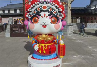 景点玻璃钢彩绘京剧卡通兔子人物雕塑
