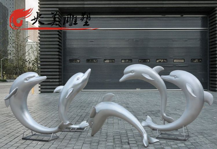 喷泉水景摆件不锈钢海豚雕塑图片 喷泉水景摆件不锈钢海豚雕塑图片