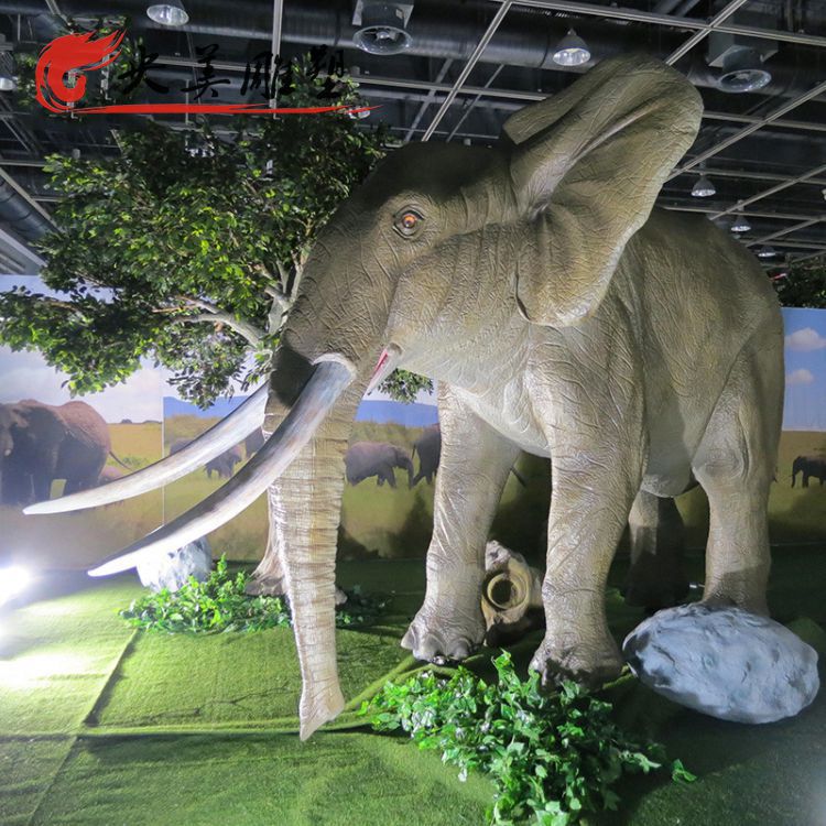 景区园林摆放玻璃钢仿真大象动物雕塑图片