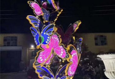 亮化户外玻璃钢彩绘群飞的蝴蝶景观