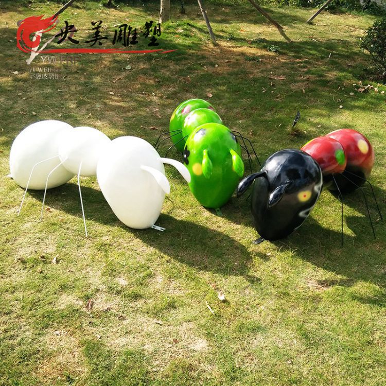 玻璃钢彩绘抽象昆虫景观蚂蚁雕塑图片 玻璃钢彩绘抽象昆虫景观蚂蚁雕塑图片