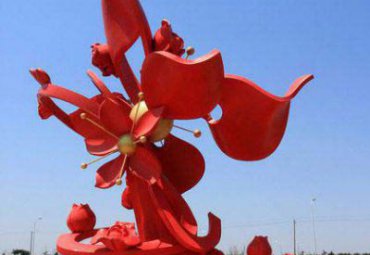 广场大型红色花朵景观装饰雕塑