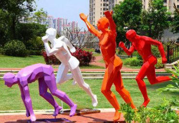 玻璃钢跑步人物抽象运动雕塑摆件