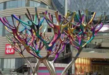 商业广场摆放创意不锈钢烤漆树枝景观雕塑