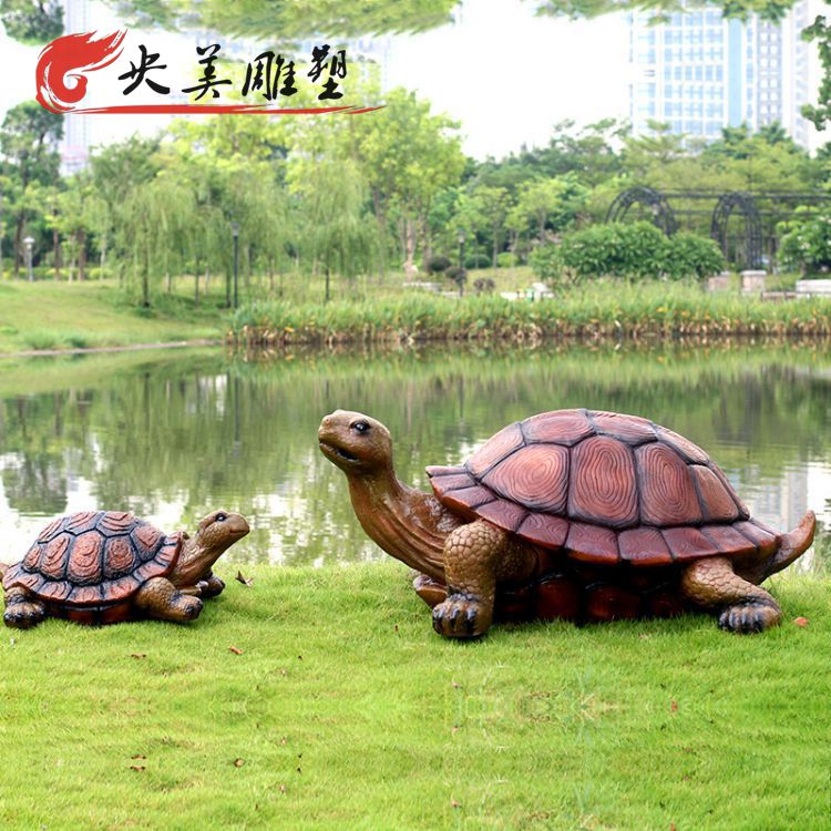 仿真动物景观池塘摆放乌龟雕塑图片