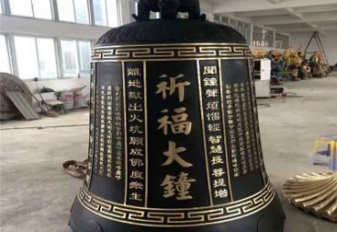 寺庙祈福大型玻璃钢仿铜吊钟雕塑