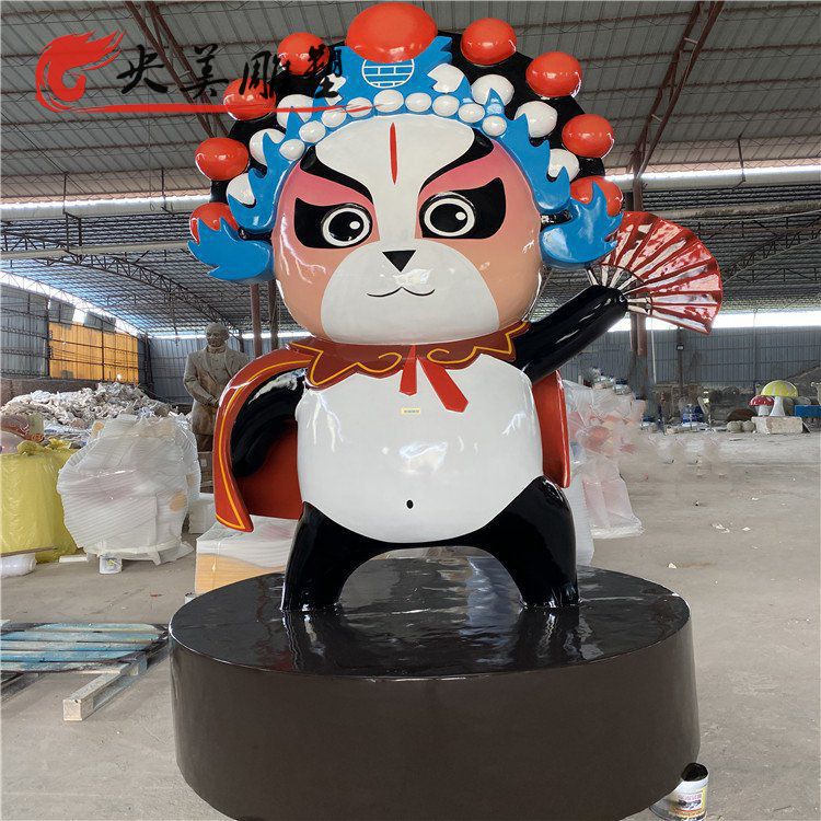 会展摆放创意玻璃钢彩绘京剧熊猫卡通人物图片 会展摆放创意玻璃钢彩绘京剧熊猫卡通人物图片