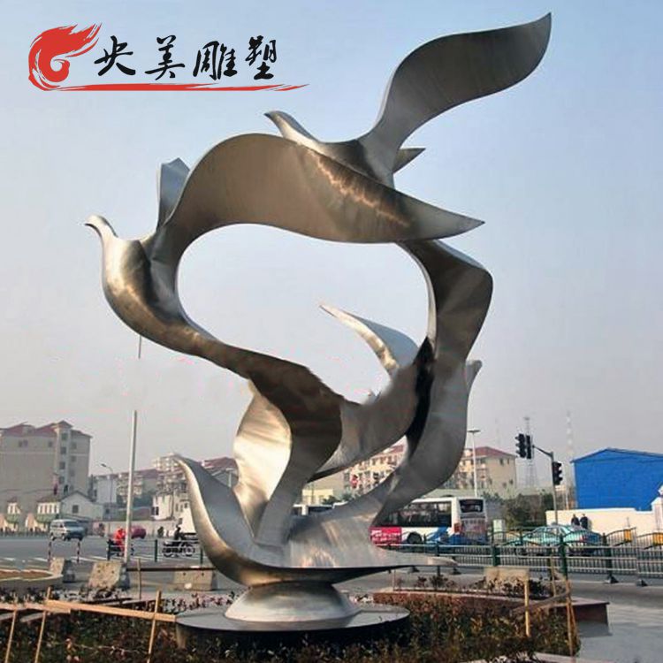 广场摆放不锈钢抽象鸽子飞翔景观雕塑图片 广场摆放不锈钢抽象鸽子飞翔景观雕塑图片