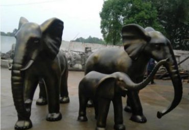 景区动物园仿真动物景观玻璃钢仿铜大象雕塑