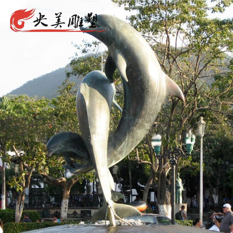广场园林玻璃钢抽象跳跃的水景动物景观海豚雕塑图片 广场园林玻璃钢抽象跳跃的水景动物景观海豚雕塑图片