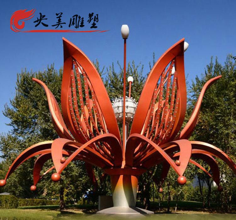 广场公园大型绽放的不锈钢花朵装饰景观雕塑图片