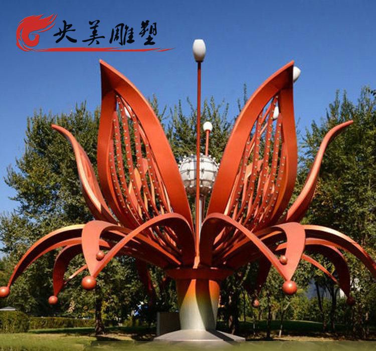 广场公园大型绽放的不锈钢花朵装饰景观雕塑图片 广场公园大型绽放的不锈钢花朵装饰景观雕塑图片