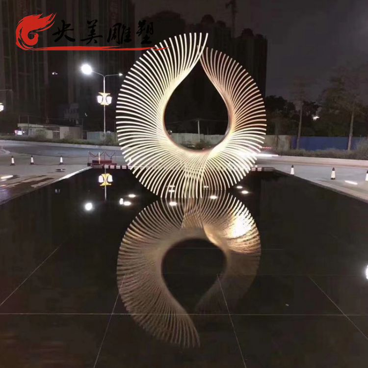 酒店会所不锈钢水景创意圆环雕塑图片 酒店会所不锈钢水景创意圆环雕塑图片