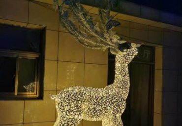 公园不锈钢抽象动物景观发光照明梅花鹿雕塑