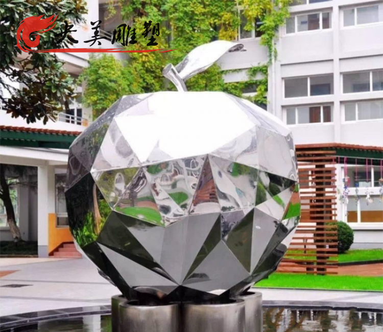 不锈钢苹果景观广场几何块面抽象水果景观雕塑图片 不锈钢苹果景观广场几何块面抽象水果景观雕塑图片
