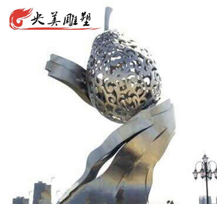 广场摆放不锈钢镂空梨子城市园林景观雕塑图片 广场摆放不锈钢镂空梨子城市园林景观雕塑图片