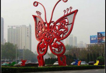 城市广场摆放不锈钢镂空蝴蝶景观雕塑