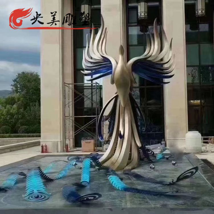 大型不锈钢凤凰雕塑城市园林景观落地摆件图片 大型不锈钢凤凰雕塑城市园林景观落地摆件图片