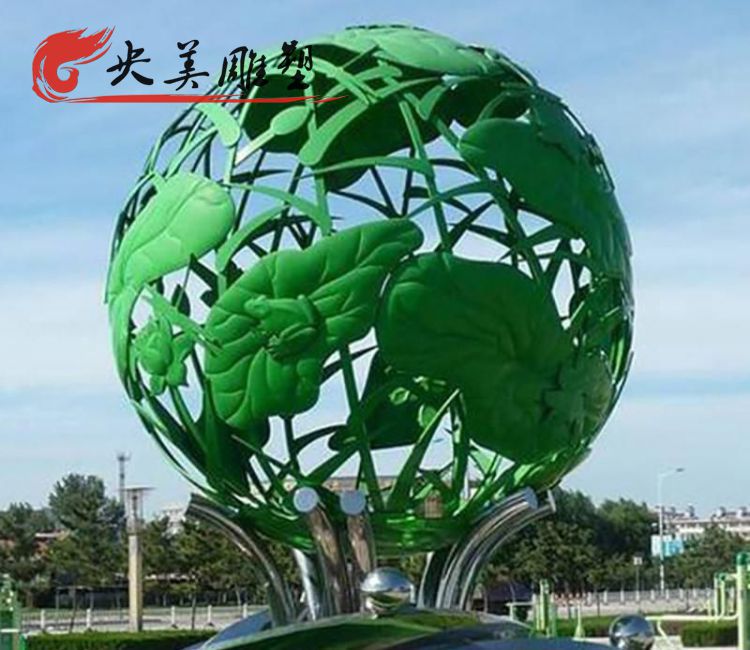 公园广场不锈钢创意荷花镂空球雕塑图片 公园广场不锈钢创意荷花镂空球雕塑图片
