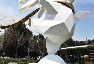 园林草坪玻璃钢几何抽象大型兔子雕塑