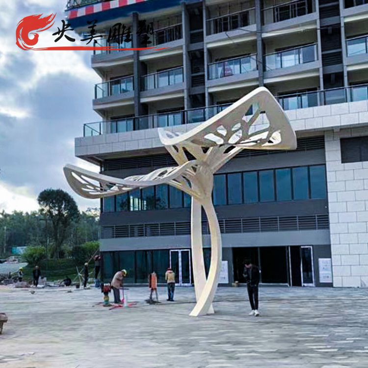 大型广场不锈钢抽象树叶雕塑图片 大型广场不锈钢抽象树叶雕塑图片