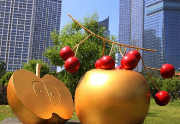 小区公园不锈钢创意苹果雕塑