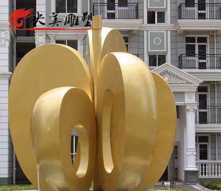 小区园林摆放大型抽象玻璃钢喷漆苹果景观雕塑图片 小区园林摆放大型抽象玻璃钢喷漆苹果景观雕塑图片