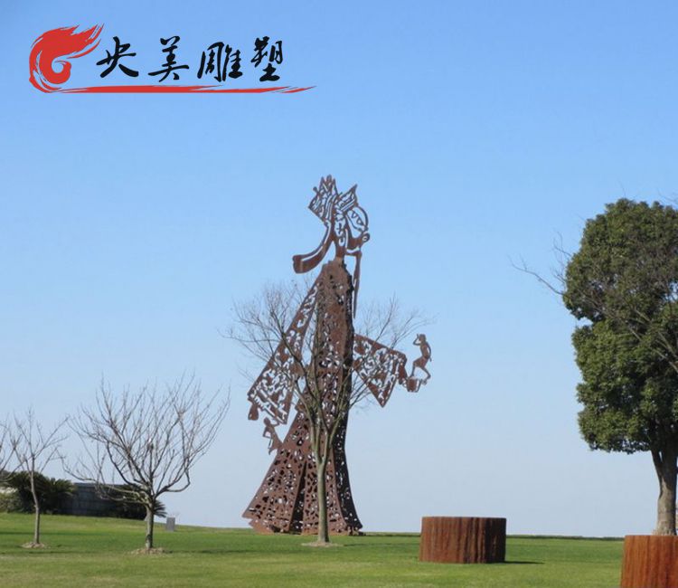公园园林户外摆放不锈钢镂空皮影戏人物雕塑图片 公园园林户外摆放不锈钢镂空皮影戏人物雕塑图片