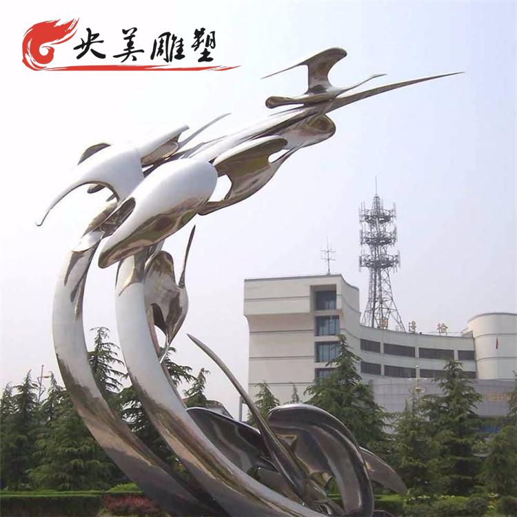镜面不锈钢抽象飞翔大雁校园景观雕塑图片 镜面不锈钢抽象飞翔大雁校园景观雕塑图片