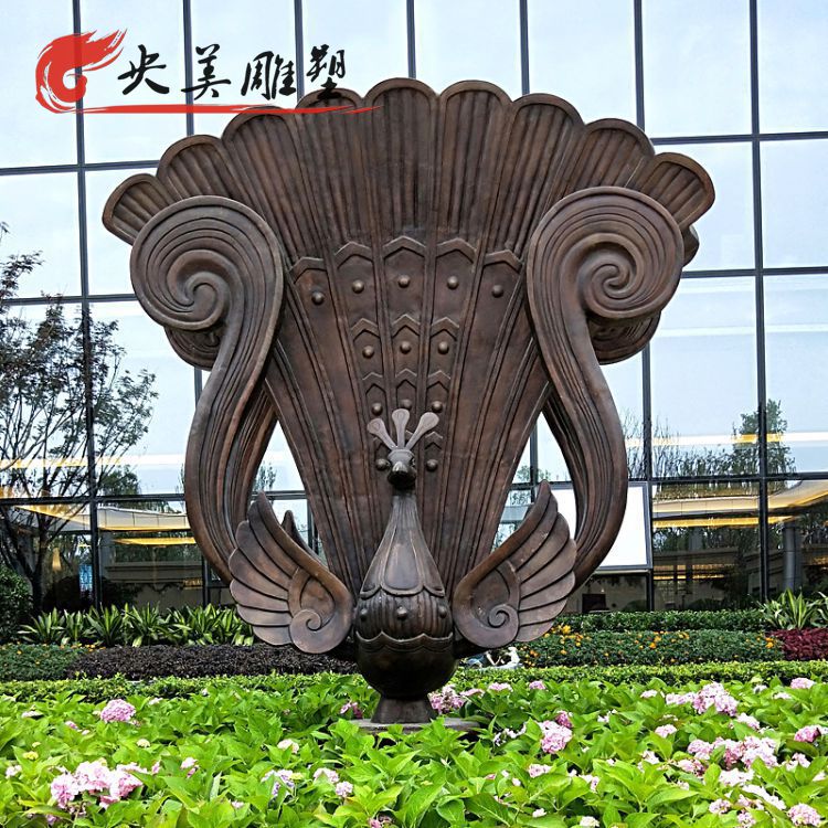 广场花园创意景观铜雕抽象孔雀雕塑图片 广场花园创意景观铜雕抽象孔雀雕塑图片