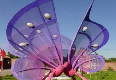 城市花园装饰摆件玻璃钢抽象紫色蝴蝶雕塑