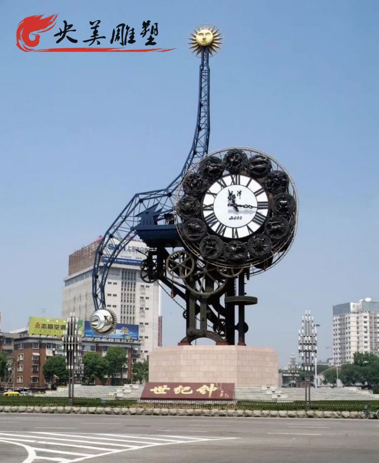 城市广场摆放大型不锈钢世纪钟园林景观雕塑图片 城市广场摆放大型不锈钢世纪钟园林景观雕塑图片