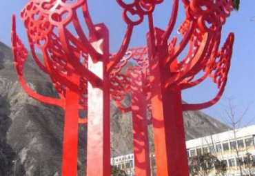 抽象不锈钢爱心树雕塑城市公园景观落地摆件