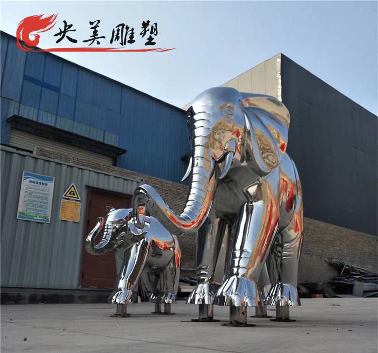 景点广场户外摆放不锈钢镜面母子大象园林景观雕塑图片 景点广场户外摆放不锈钢镜面母子大象园林景观雕塑图片